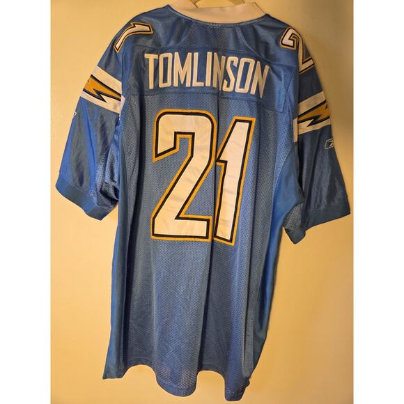LaDainian Tomlinson Chargers #21 Reebok Powder Blue Triple Stitched Jersey Sz 54 - Picture 5 of 7